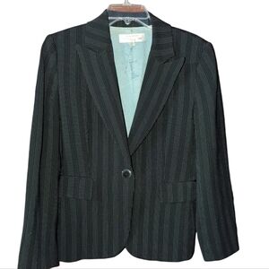 Tahari ASL Women's Blazer Pinstripe Black Career Professional Business Jacket 8P